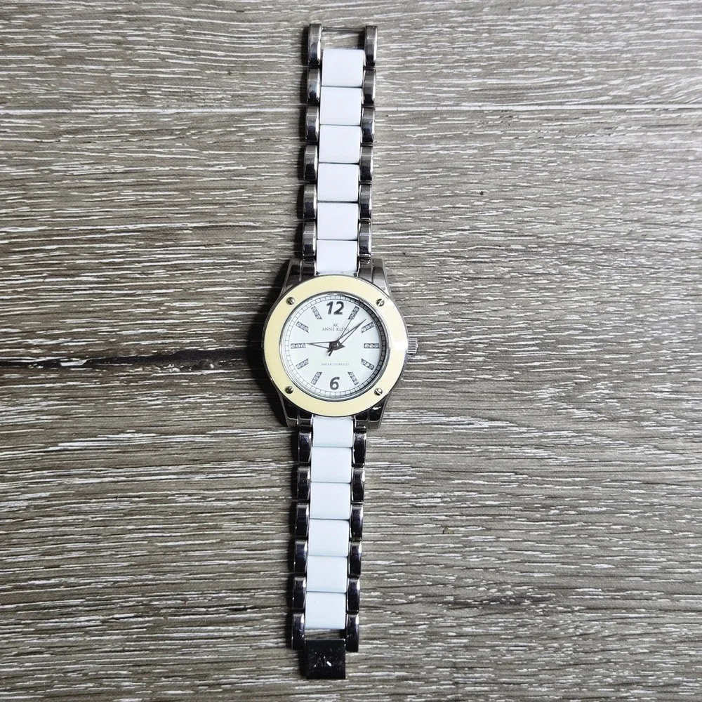 Anne Klein Women's Watch 10/9181 Silver Tone White Dial Crystal Markers Link Bra